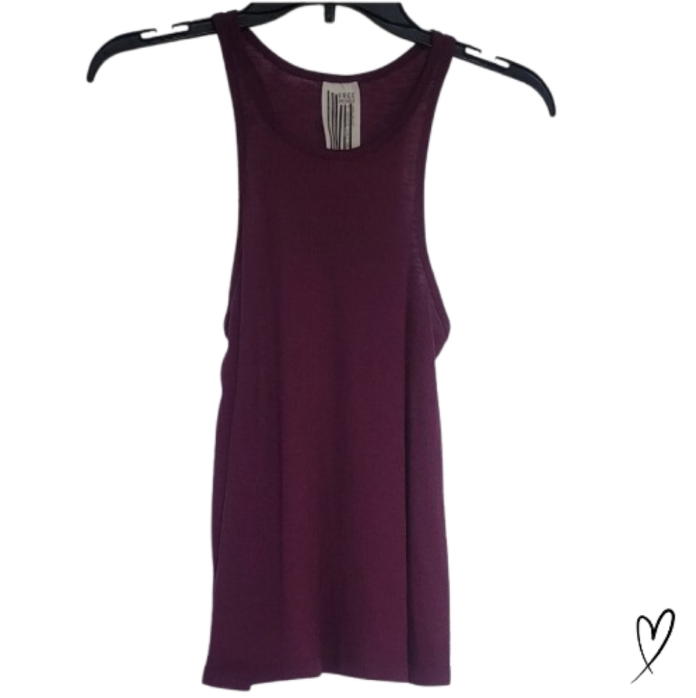 Free People Long Beach Ribbed Tank Eggplant color XS - Picture 1 of 8